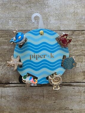 Piper K Ocean Life Mini Hair Clip Set Shells Starfish Crab Whale New on Card